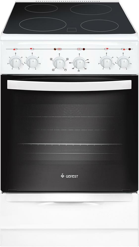 Электрическая плита GEFEST 5160-02 0095 с электрической духовкой, с грилем, с конвекцией, объем 55 л, белый — фото 1