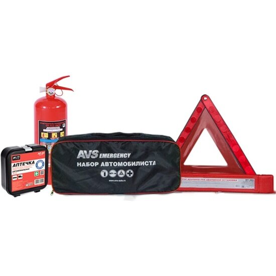 Набор автомобилиста Avs огнетушитель ОП-2 аптечка Н/О знак