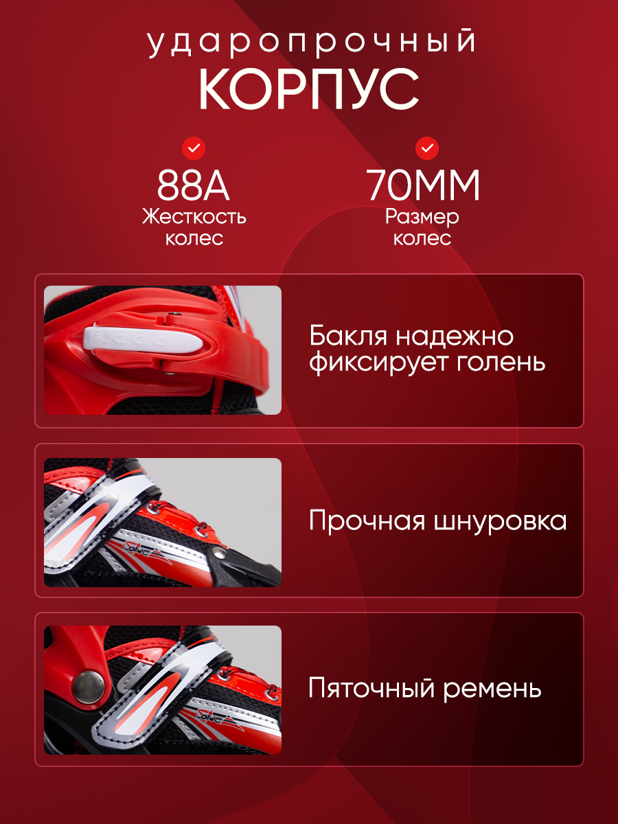 Роликовые коньки с защитой раздвижные детские — фото 1