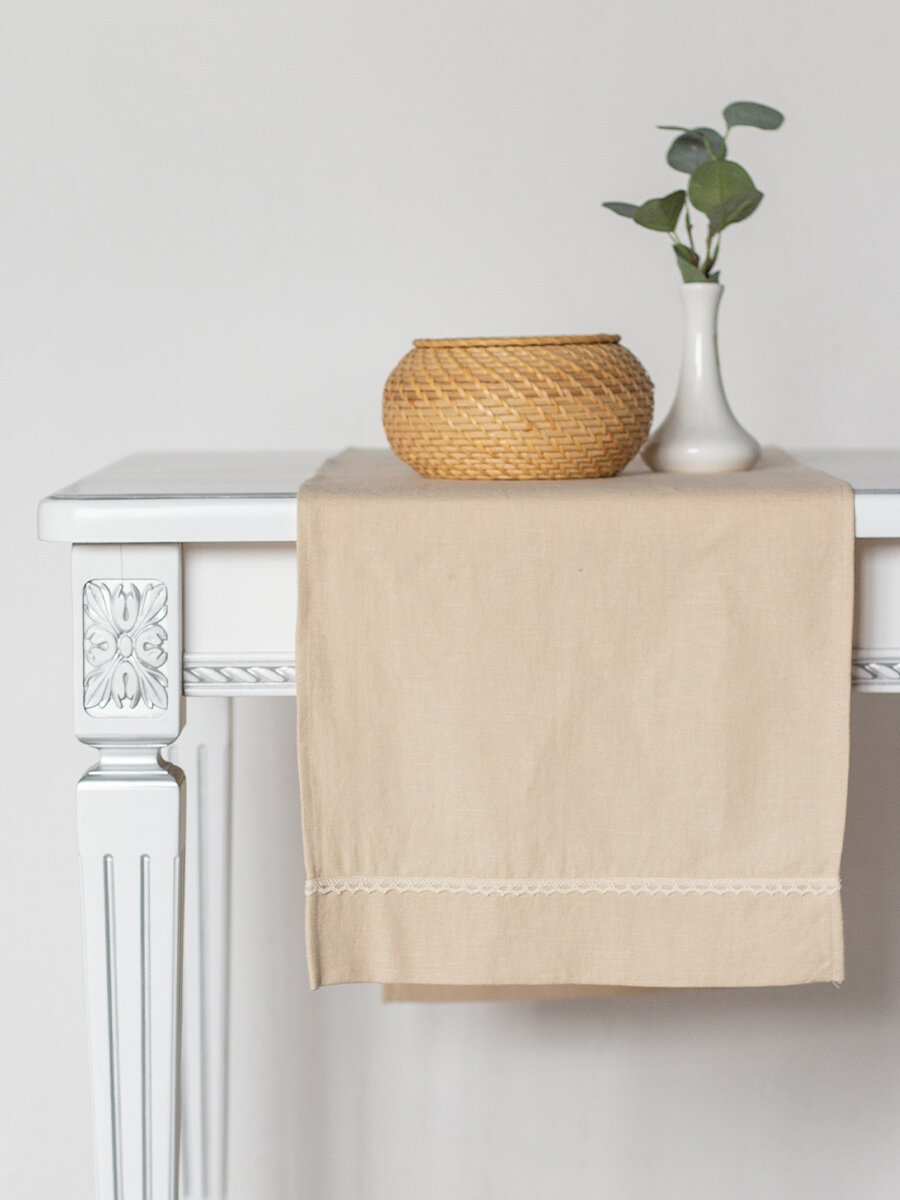 Дорожка на стол BELLEHOME "Laces Sand", 40х160 см, 50% лен 50% хлопок
