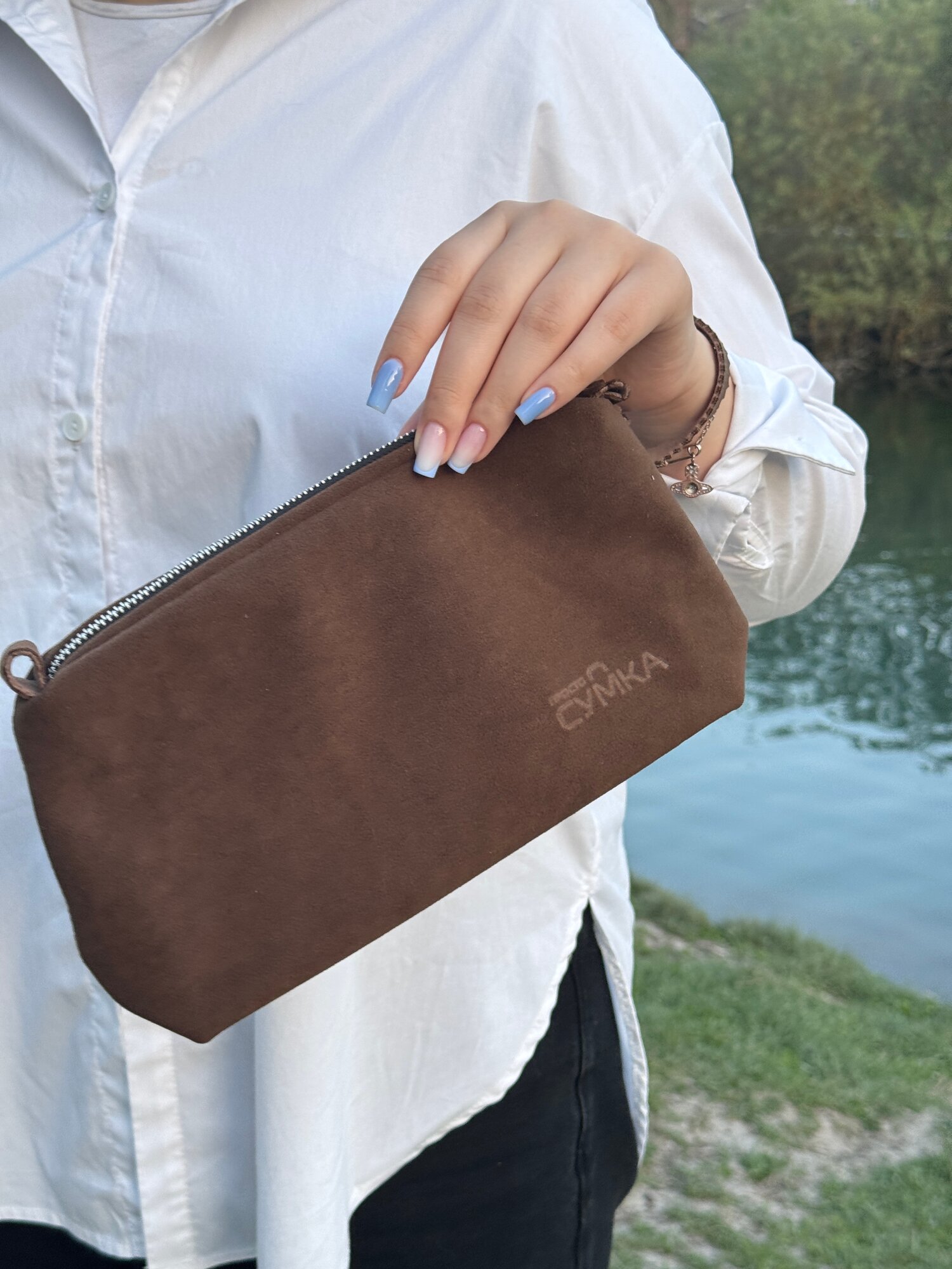 Косметичка ширина: 8 см., высота: 13 см., длина: 24 см., , шоколад — фото 1