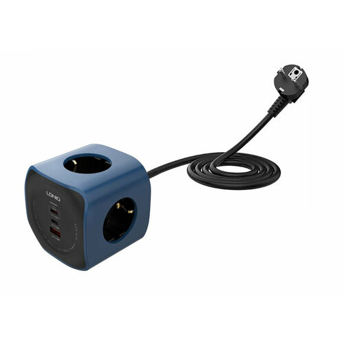 Сетевой фильтр удлинитель LDNIO SC3338 длиной 2 метра 3 розетки 2 порта USB-C и 1 порт USB -A 3930₽