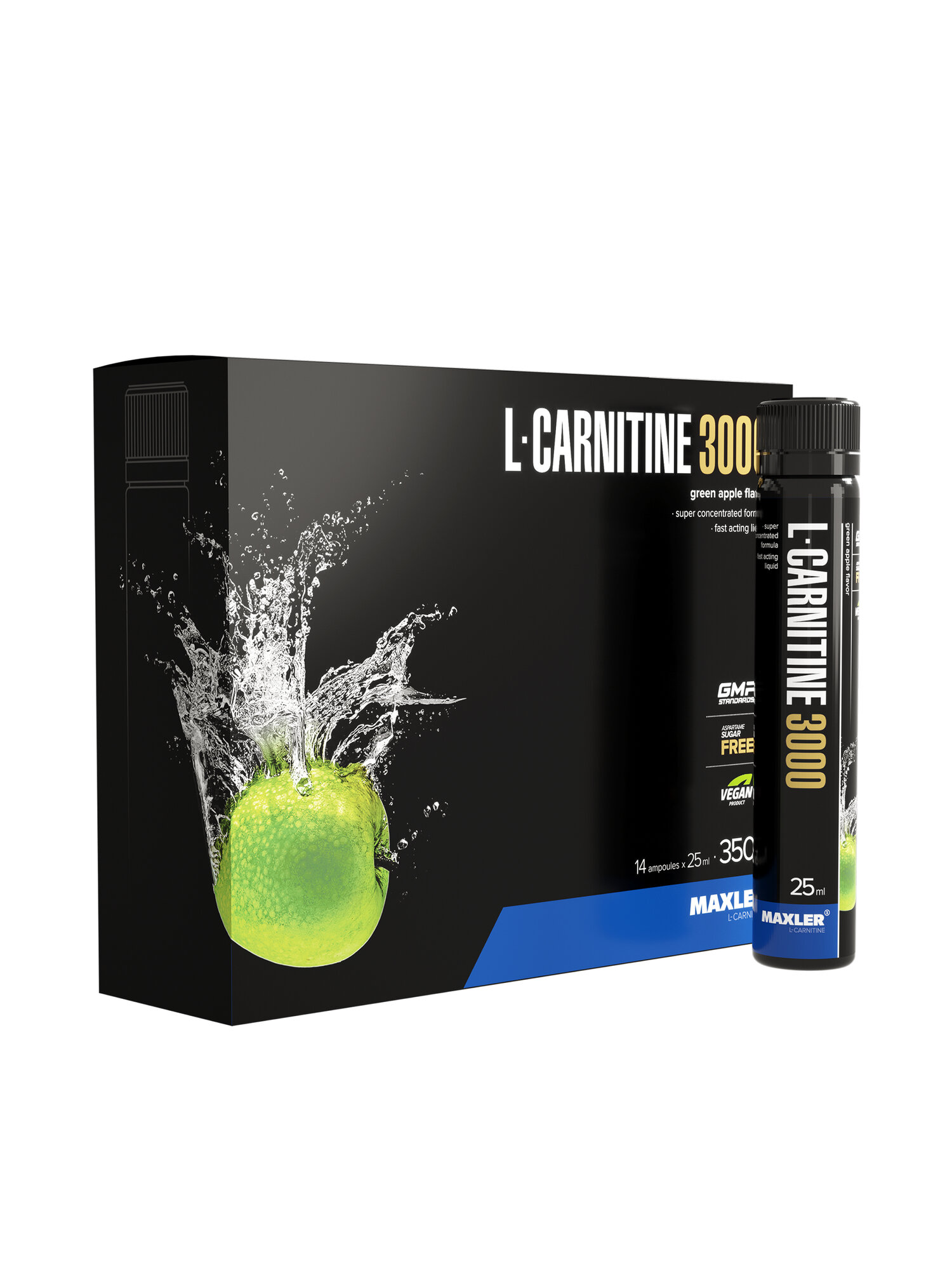 Л-карнитин Maxler L-Carnitine 3000 мг (14 шт х 25 мл.) - Зеленое яблоко