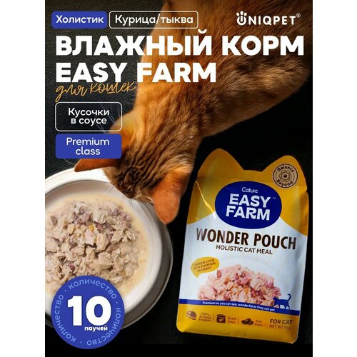 Влажный полнорационный корм EASY FARM холистик для кошек, 10x85г