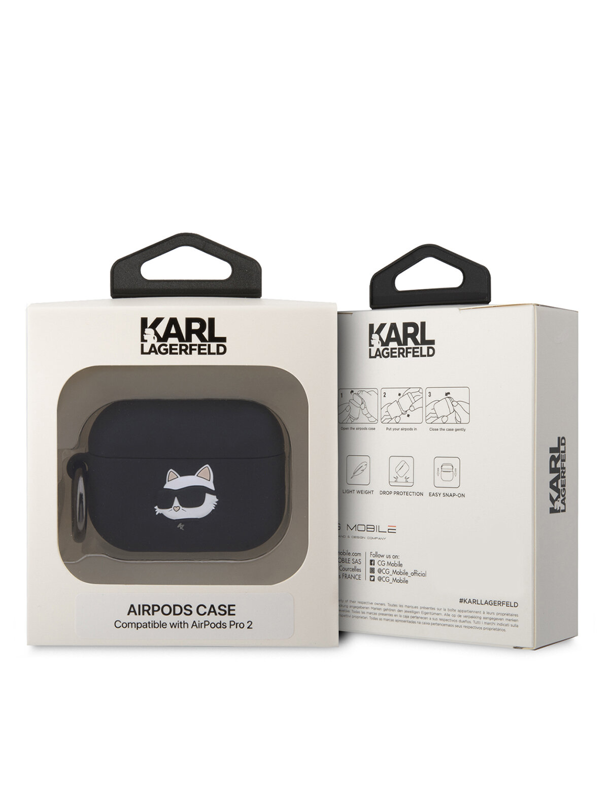 Чехол Karl Lagerfeld силиконовый для Airpods Pro 2, NFT 3D Choupette черный — фото 1