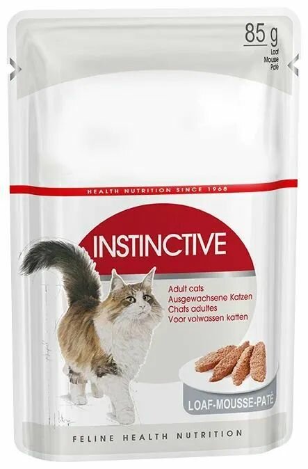 Влажный корм Instinctive (паштет) для взрослых кошек в паштете 12 шт х 85 гр