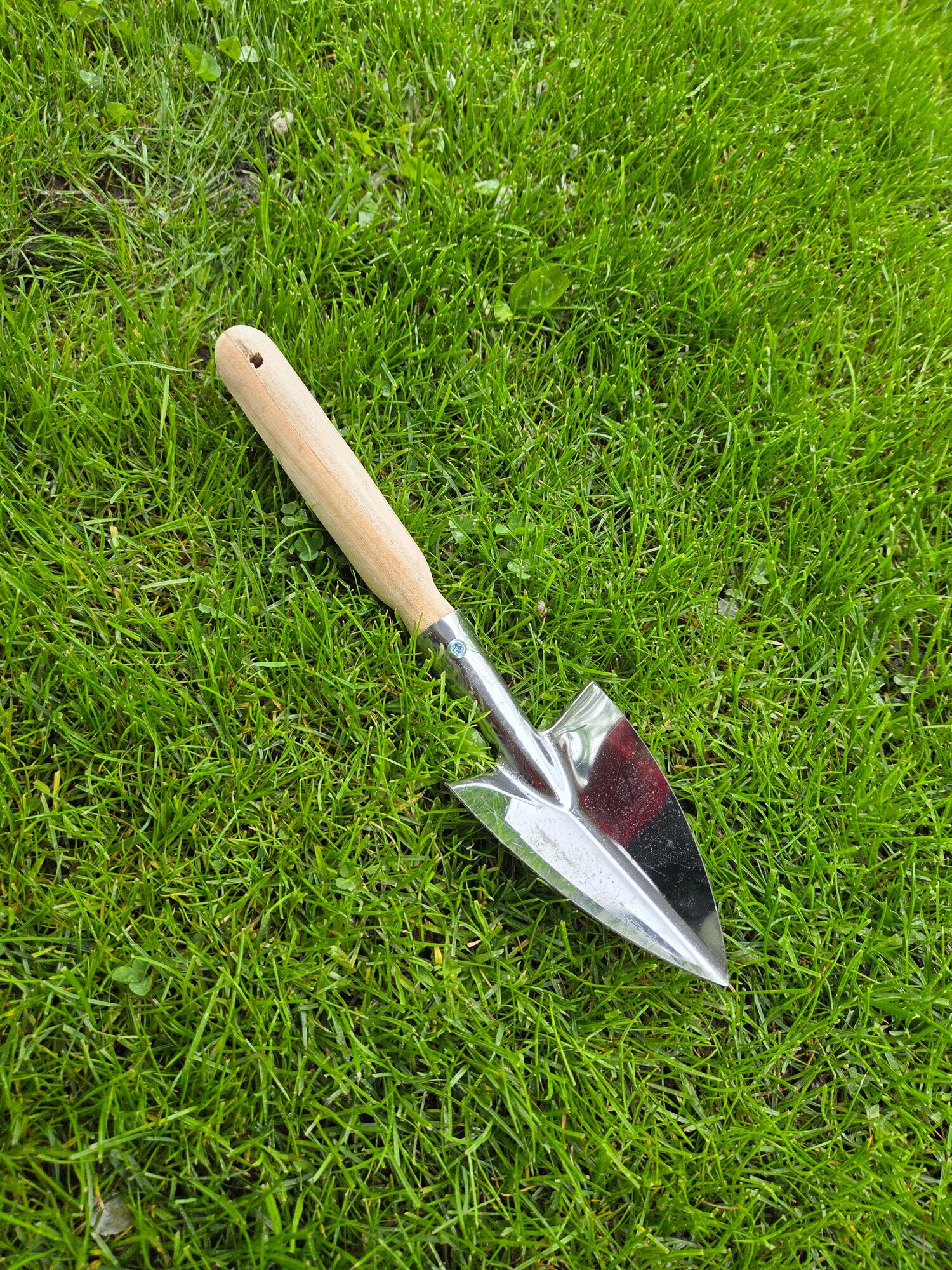 Совок садовый посадочный из нержавеющей стали с деревянной ручкой