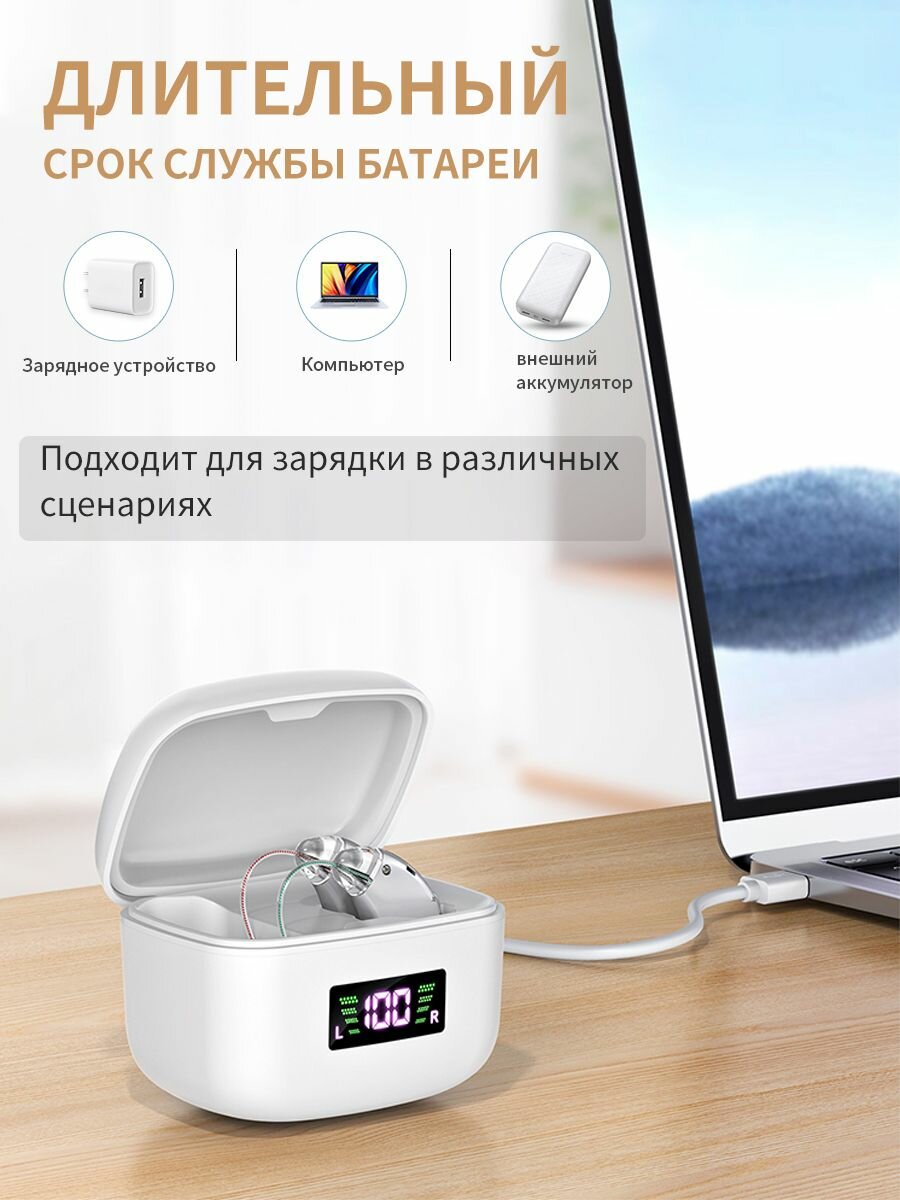 Изображение Слуховой аппарат с зарядным устройством для пожилых