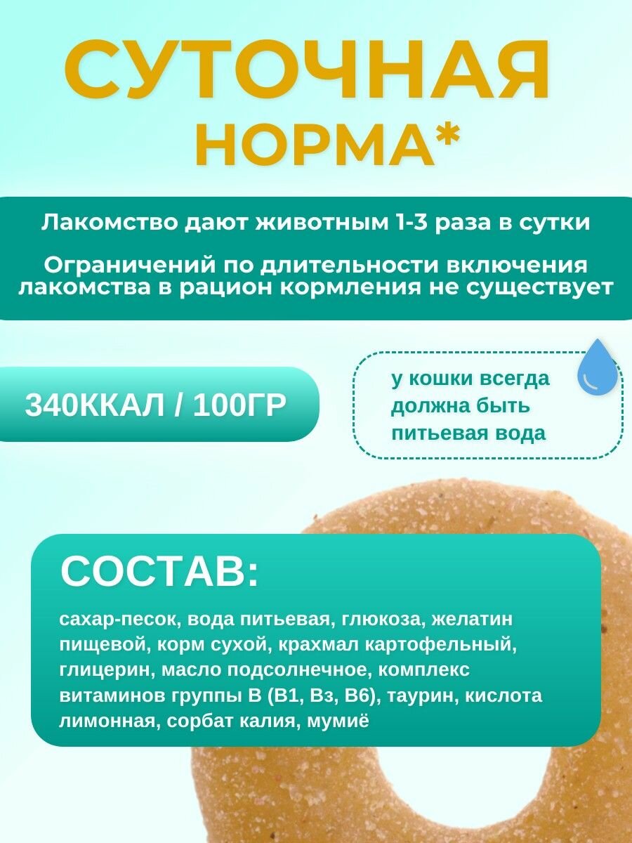 Лакомство для кошек VEDA "Весёлый мур-р-рмелад" со вкусом курицы 144 г (24 упаковки по 6 грамм) — фото 1