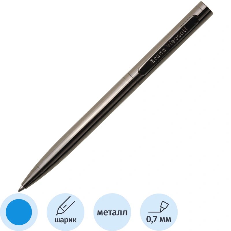 Ручка шариковая BV FIRENZE 1мм син кор. чер. ворон, тубус прямоуг20-0304/03