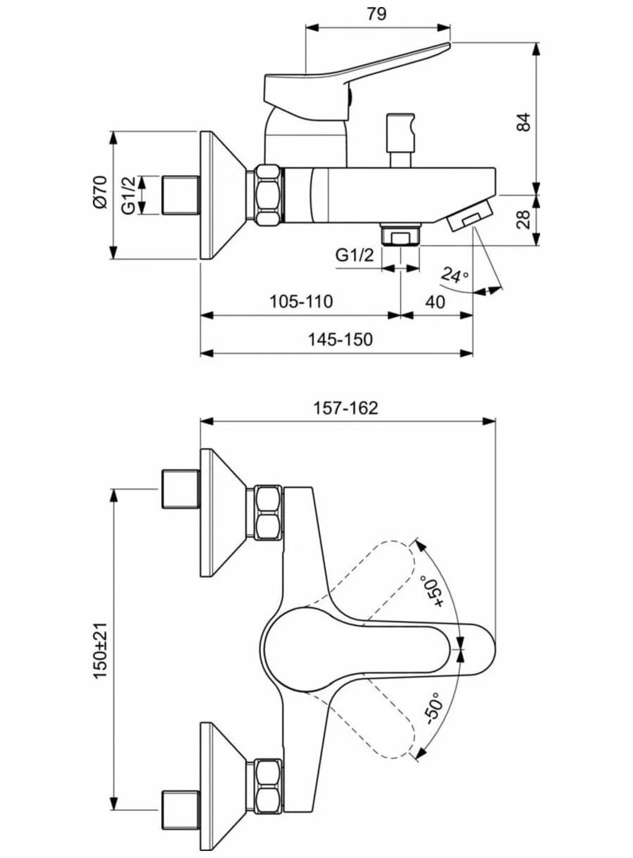 Смеситель для ванны VIDIMA LUNA BA383AA — фото 1