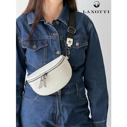 Сумка кросс-боди LANOTTI, фактура зернистая, белый