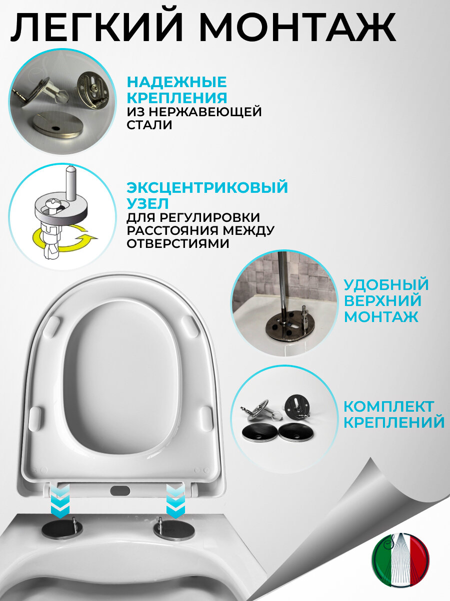 Сиденье для унитаза с микролифтом универсальное полипропилен — фото 1