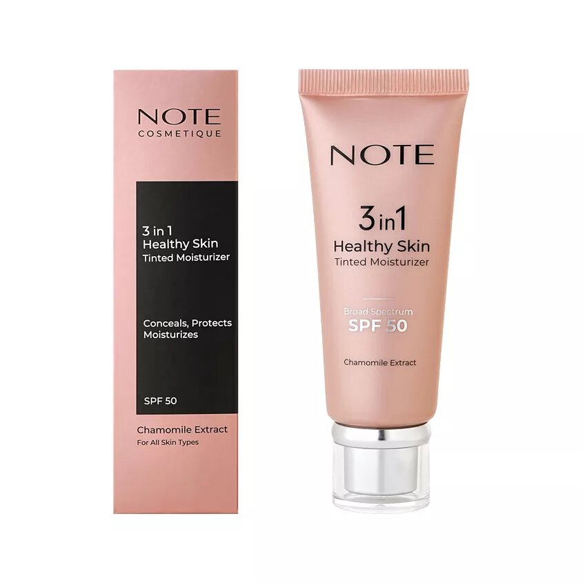 Крем для лица `NOTE` HEALTHY SKIN TINTED MOISTURIZER с тональным эффектом увлажняющий, SPF 50, 30 мл