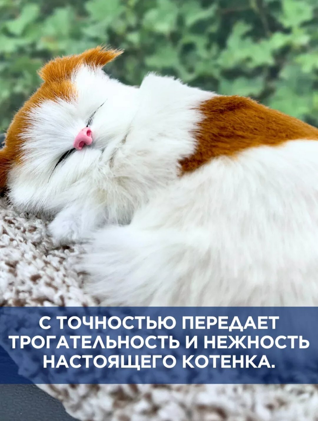 Этот продукт представляет собой мягкую игрушку-спящего котенка, которая очень похожа на настоящую кошку. Она используется не только детьми, но и взрослыми в качестве средства для снятия стресса, милого украшения или подарка.