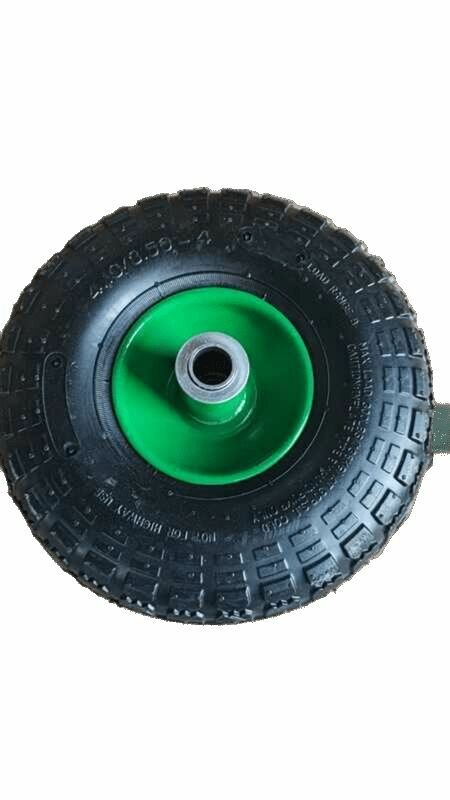 Колесо для тачки/тележки садовой/строительной PR1807 размер 10*35-4 20/80мм ассиметричная втулка диск сварной зеленый