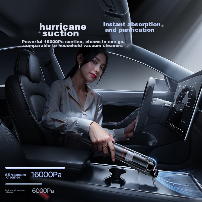 Baseus Car Vacuum Cleaner, High Suction Power, for Car And Home Use, 16000Pa, Handheld, Compact, Portable, Cordless, High-Power Vacuum Cleaner