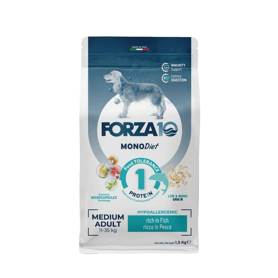 Корм Forza10 "Medium Diet", монобелковый, для взрослых собак, 1,5кг