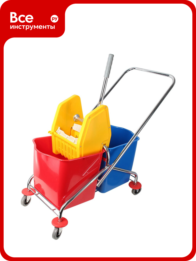 Тележка ДТТ двухв. 2x30л (метал/хром) (отжим пластик) B-043B