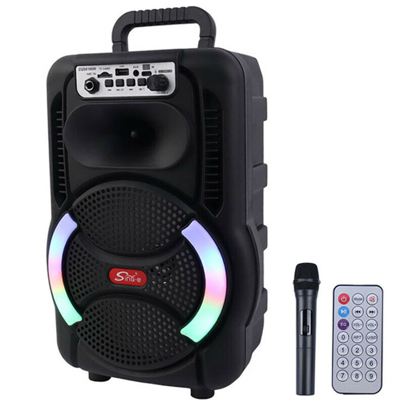Колонка для караоке Bluetooth ZQS-8166W, с микрофоном и пультом, 37-40 см