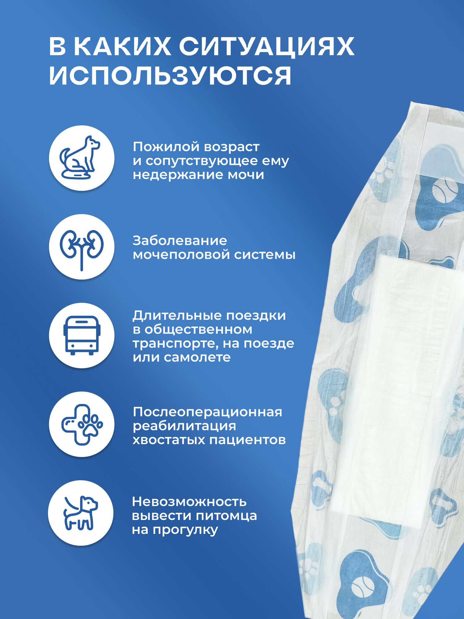 Подгузники для собак Pet-it Male Dog - XL, одноразовые впитывающие пояса для кобелей, белые, 12 шт. — фото 1