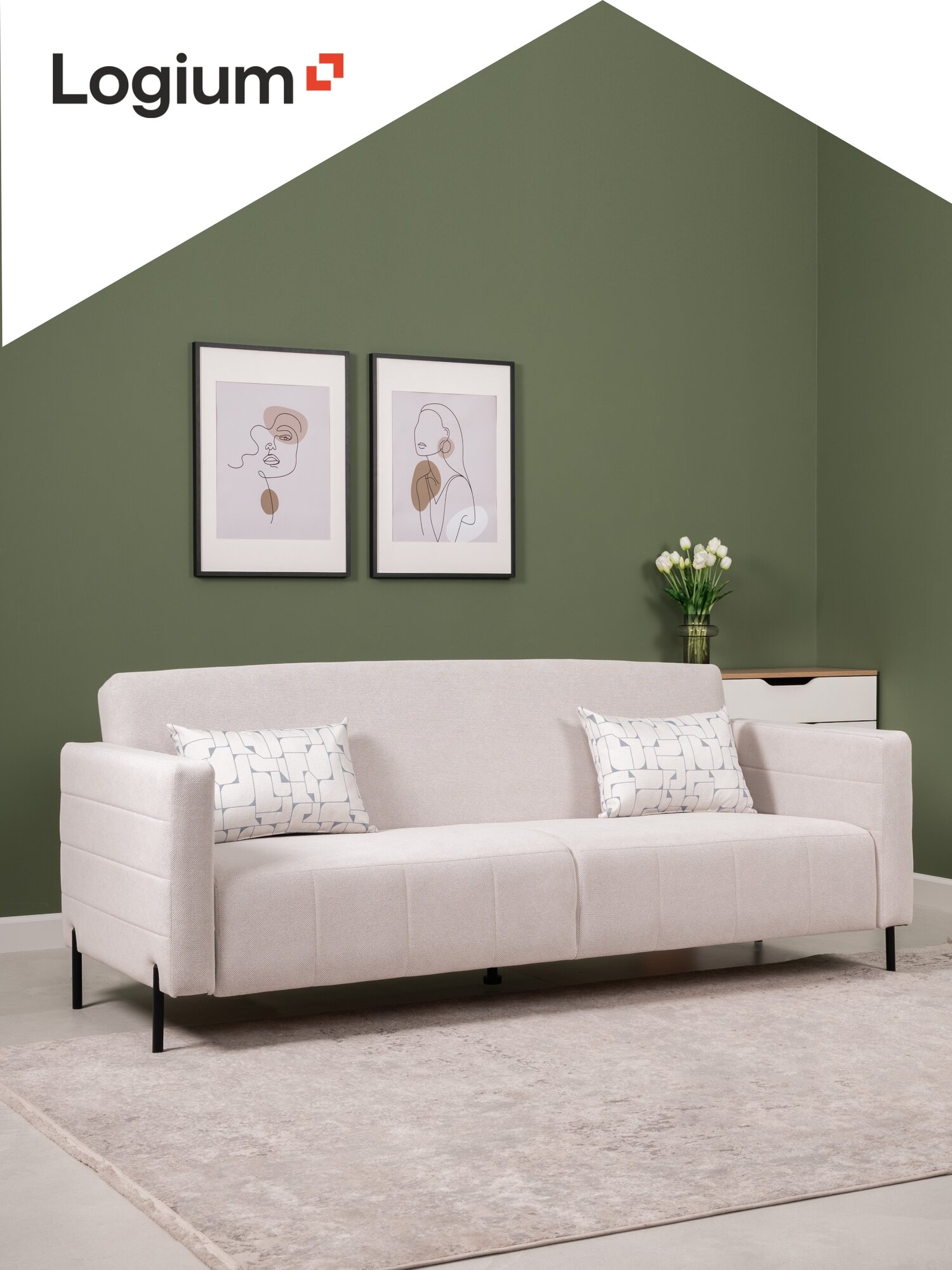 Диван раскладной Марсо Арт. ТД 740/1 Mikea 1 (белый), Mikea 1 (белый), Liberty 090