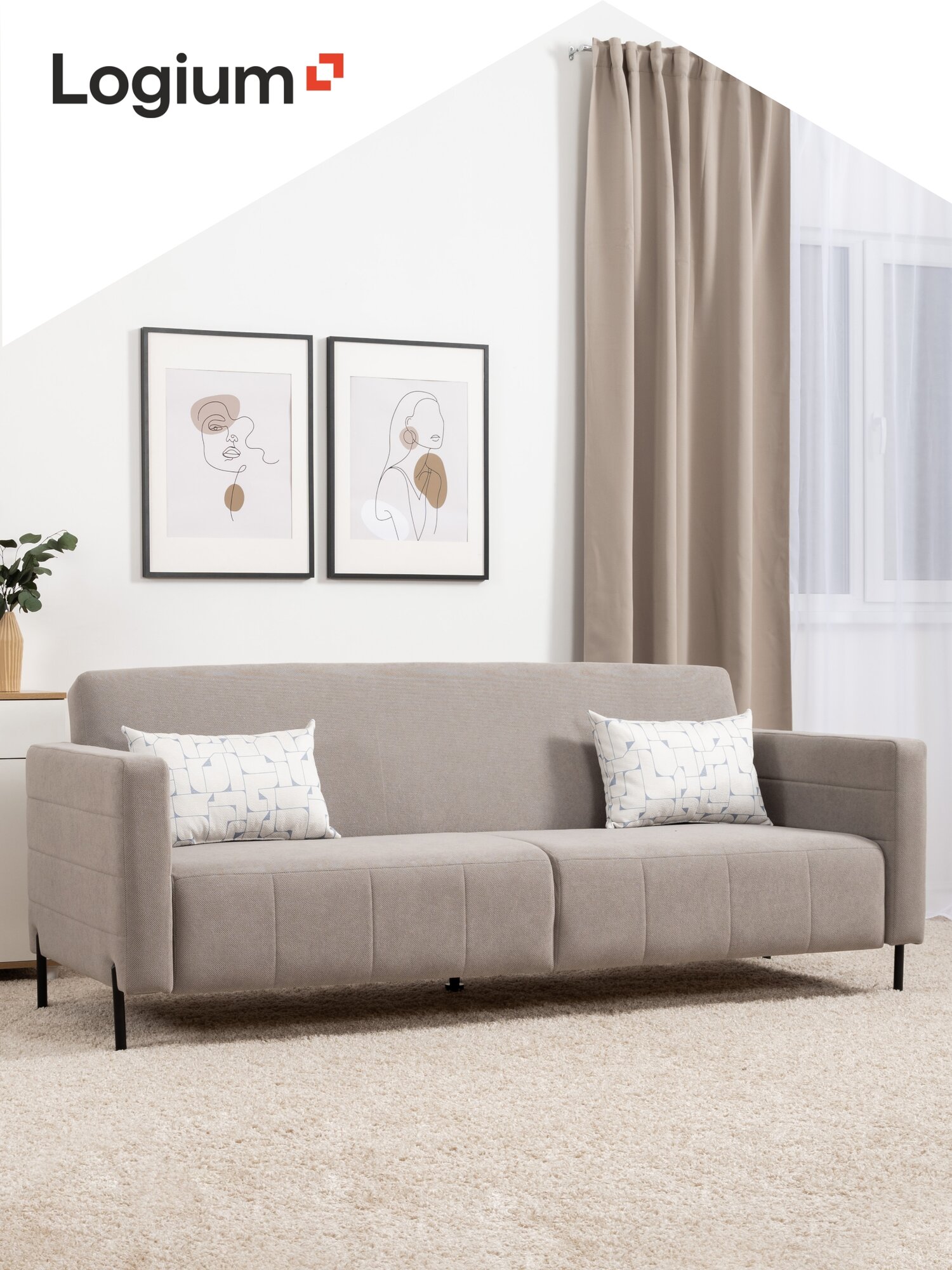 Диван раскладной Марсо Арт. ТД 742/1 Mikea 5 (серо-бежевый), Mikea 5 (серо-бежевый), Liberty 090