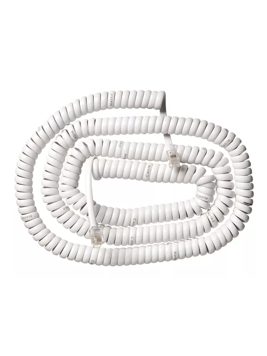 Шнур телефонный витой  4р4с  7 5 метра   белый  NETKO Optima