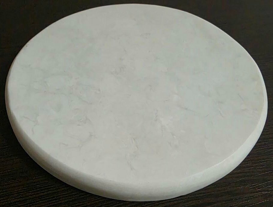 Подставка для чайников и для горячей посуды из искусственного акрилового камня, круглая форма, белая с мраморной фактурой