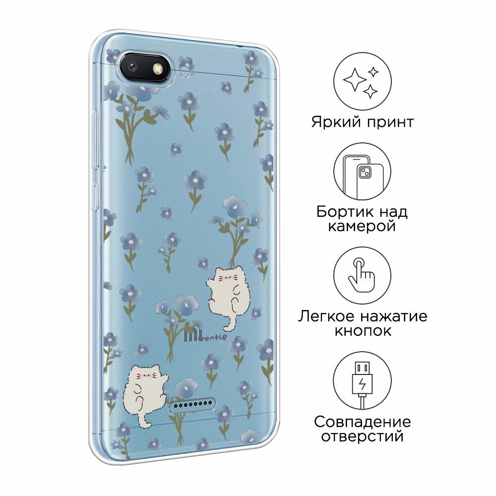 Чехол на Xiaomi Redmi 6A / Сяоми Редми 6А с принтом "Gentle cats", прозрачный — фото 1