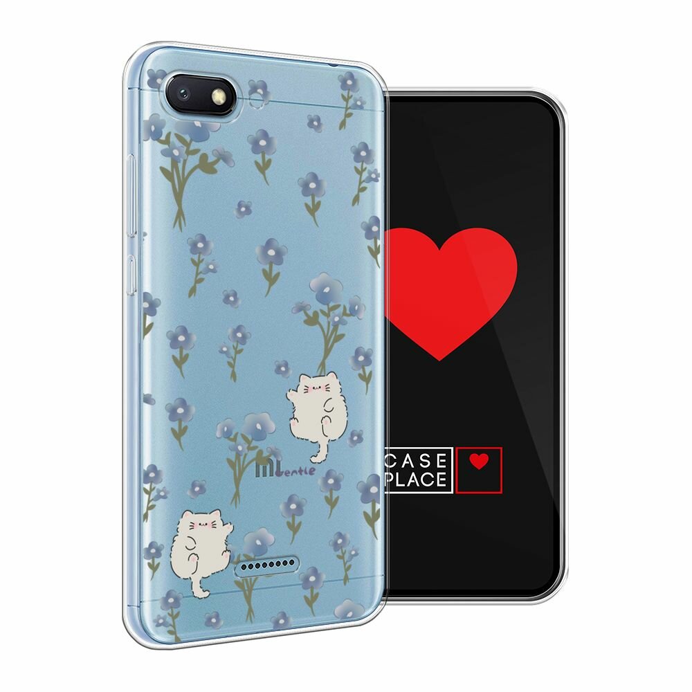 Чехол на Xiaomi Redmi 6A / Сяоми Редми 6А с принтом "Gentle cats", прозрачный — фото 1