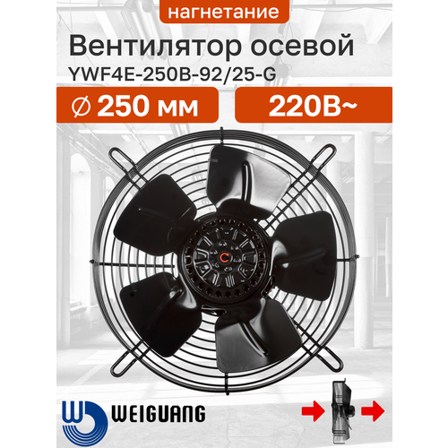 YWF4E-250B-9225-G 220В однофазный вентилятор осевой нагнетающий на решетке 11586₽