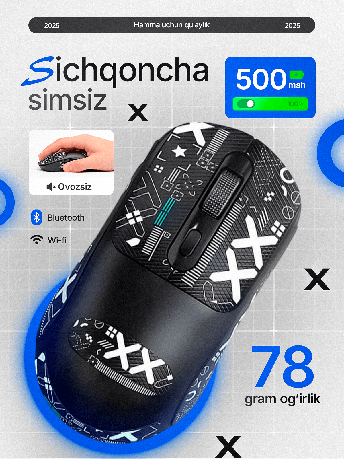 Беспроводная игровая мышка T-Wolf X8, для киберспорта, бесшумная мышка, 2400 DPI