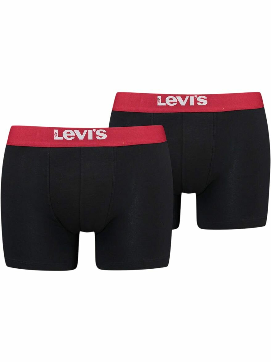 Трусы Levi's Solid Boxer Briefs 2P комплект из 2 шт. размер S черный/красный