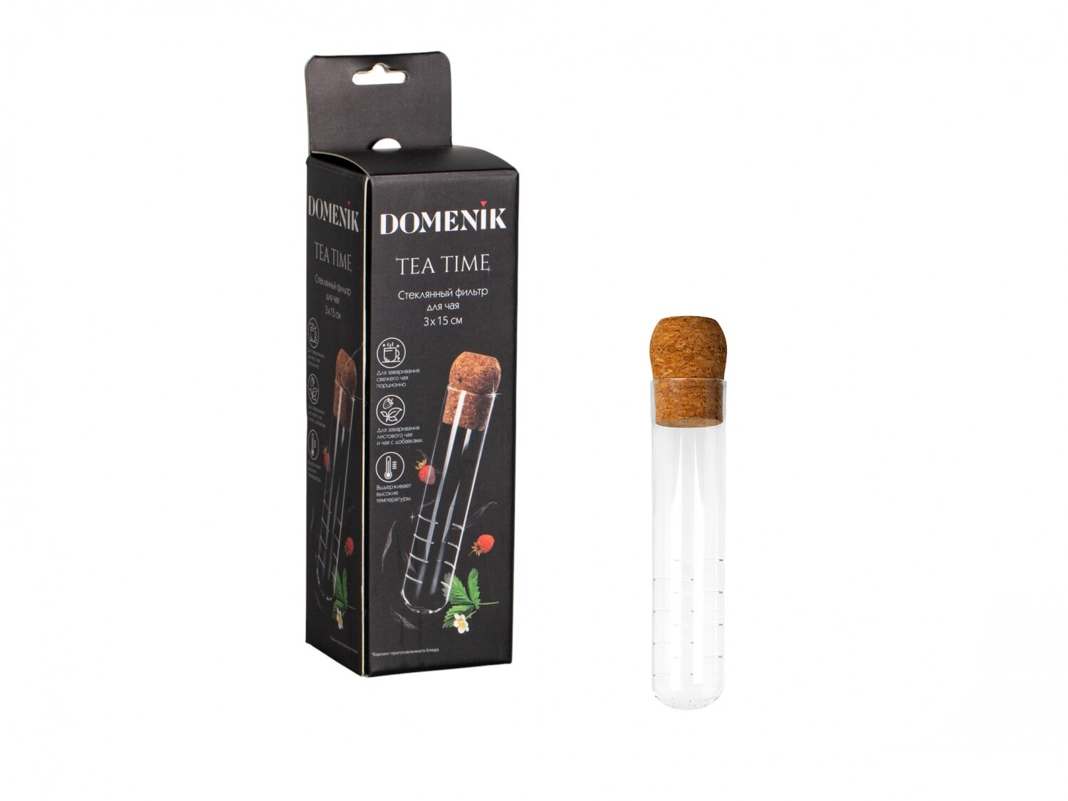 Стеклянный фильтр для заваривания чая, ситечко для чая 15.5 х 3 см DOMENIK "TEA TIME" — фото 1