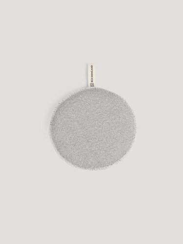 Изображение товара Мочалка-губка для мытья лица и тела, 13 см, с держателем, нейлон/хлопок, серая, Unique spa