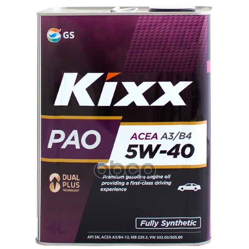Kixx Масло Моторное 5W40 Kixx 4Л Синтетика Pao Api Sn/Cf Acea A3/B4
