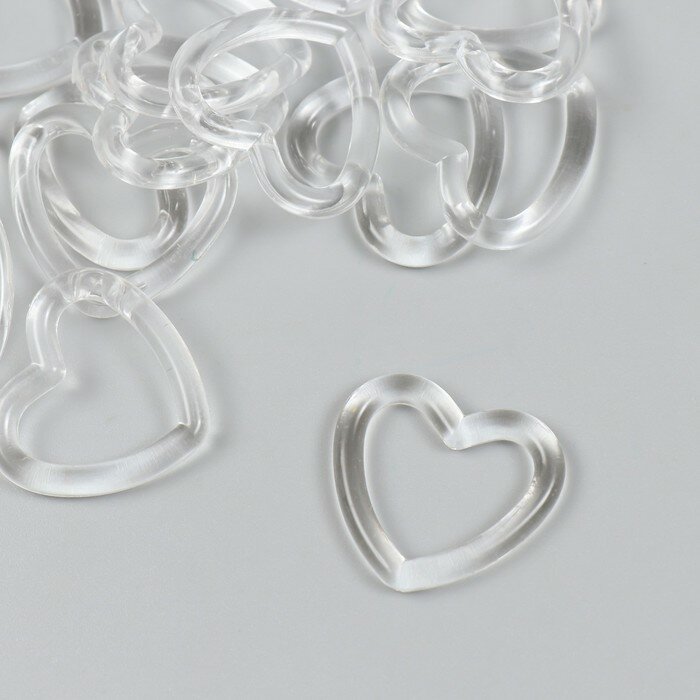 Арт Узор Бусины для творчества пластик "Прозрачные сердца" набор 20 шт 0,4х2,7х3 см