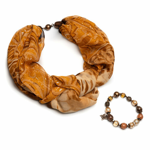 фото Платок foxtrot,80х80 см, коричневый, бежевый