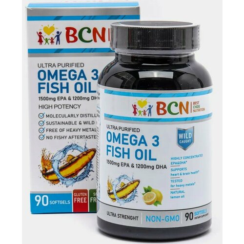 BCN, Omega 3 Fish Oil 1500mg EPA & 1200mg DHA, 90 капсул Омега-3