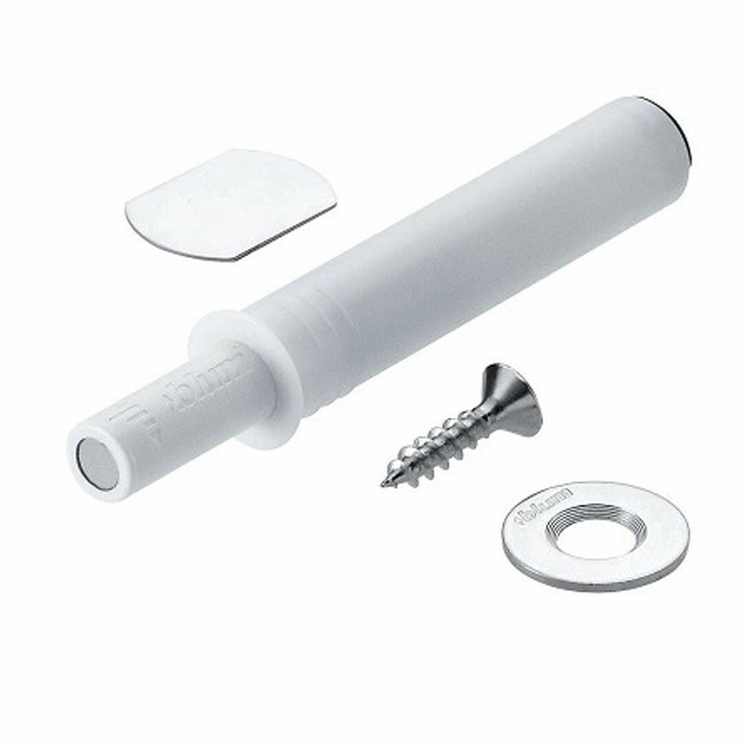 фото Врезной толкатель фасада Blum TIP-ON Push-to-open, белый, короткий
