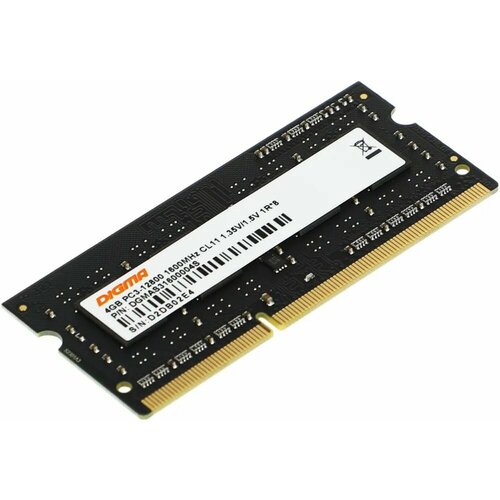 Оперативная память для ноутбука Digma DDR3L SO-DIMM 4GB PC3-12800 1600Mhz DGMAS31600004S 121800₽