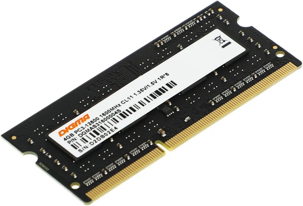 Оперативная память для ноутбука Digma DDR3L SO-DIMM 4GB PC3-12800 1600Mhz (DGMAS31600004S)