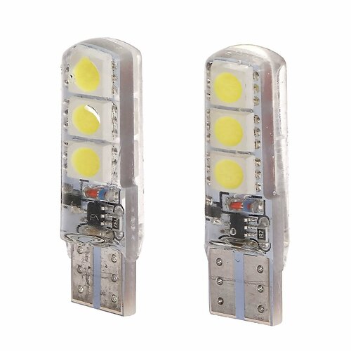 Автолампа светодиодная Cartage, T10 W5W, 12 В, 3 Вт, 6 SMD-5050, набор 2 шт