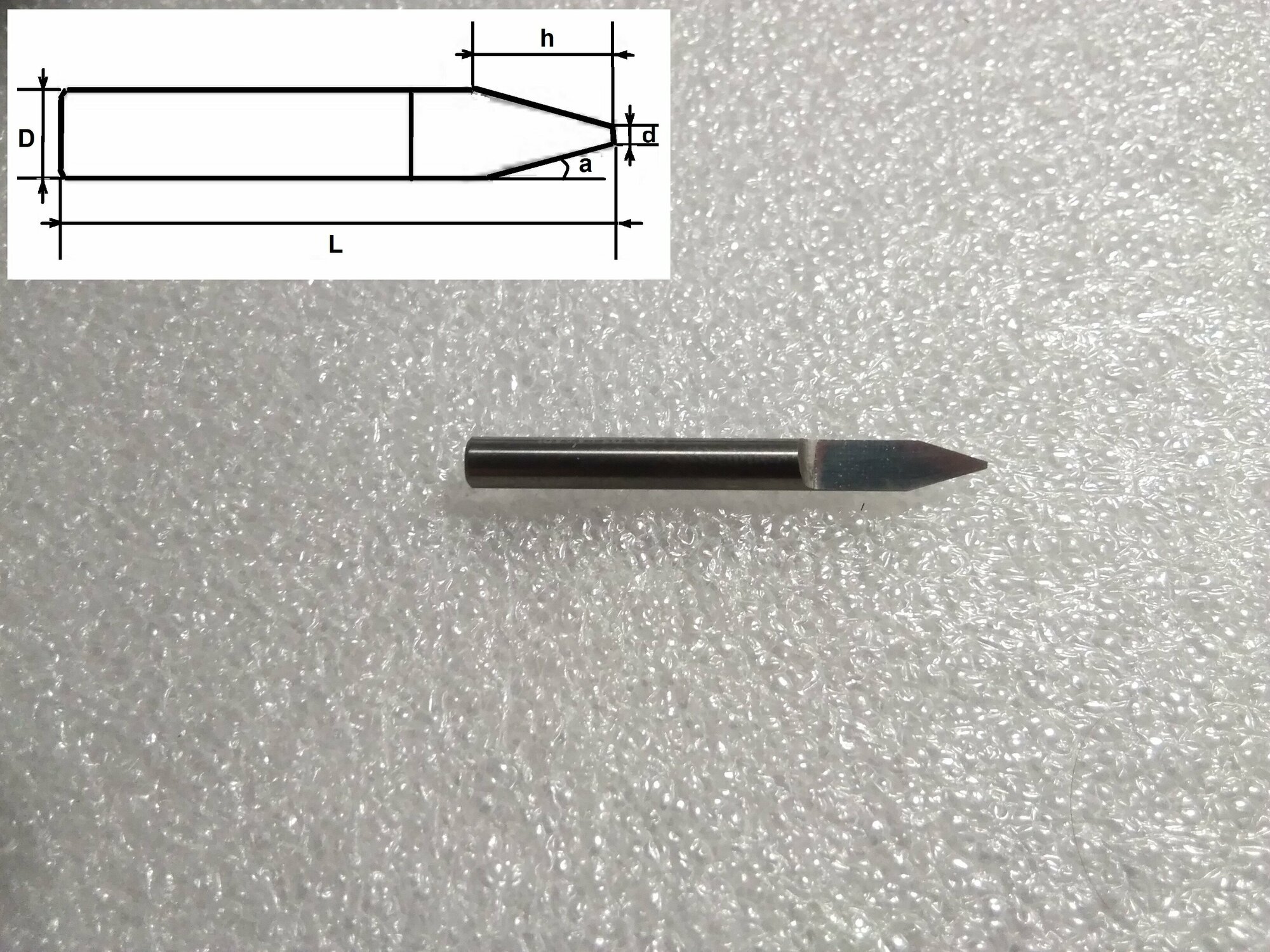 Конический гравер PDJ4.4505 d-0.5/ h-5/2a-45/ D-4/ L-40. X series для ЧПУ станка
