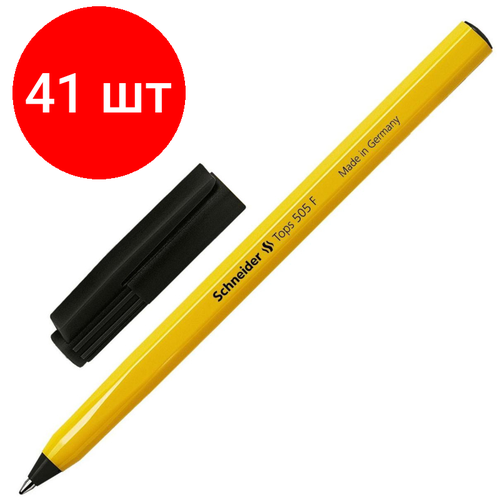 Комплект 41 штук, Ручка шариковая неавтомат. SCHNEIDER Tops 505F однораз. чер0.3