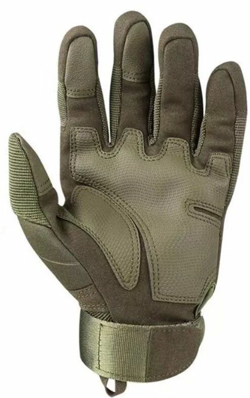 Тактические перчатки с защитой костяшек и сенсорными пальцами. Армейский зеленый.