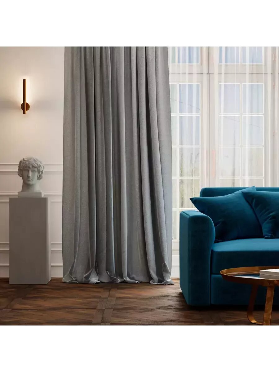 Штора на ленте блэкаут Cashmere 200x300 см цвет серый