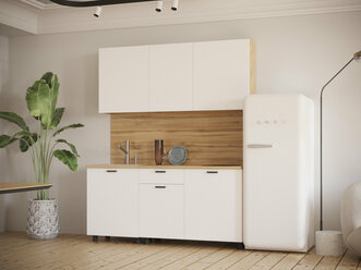 Кухонный гарнитур прямой Нонтон Норди 1.7 м, без столешницы, дуб вотан / белый