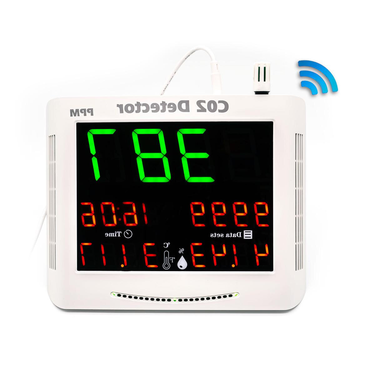 Настенный TUYA-WiFi детектор качества воздуха - умный датчик 3 в 1 HZ9110-HTI(EU) (C78088AN), датчик-монитор окружающей среды с большим экраном.